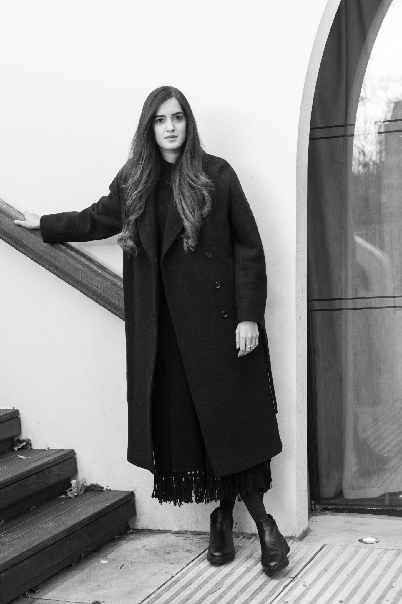 Black and white environmental portrait